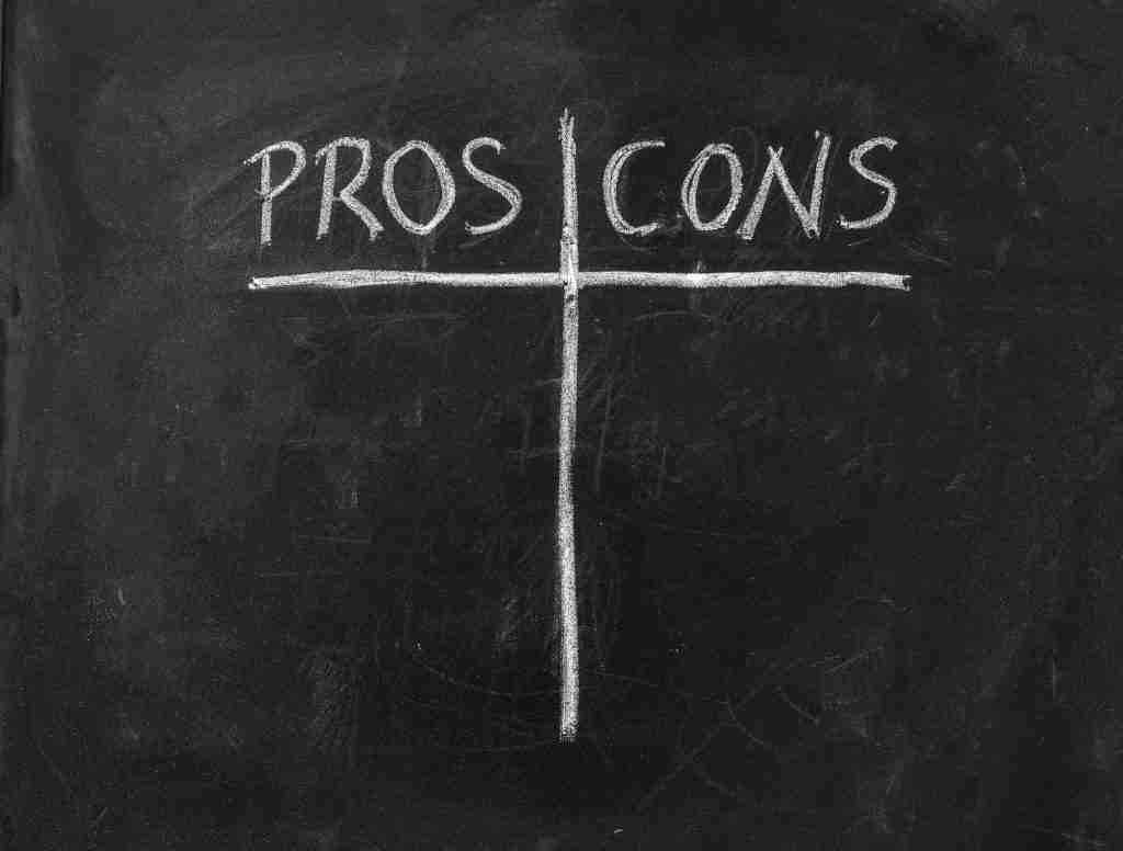 Pros Contra Cons Concept. Empty List On Chalkboard Background, For Decision Making.